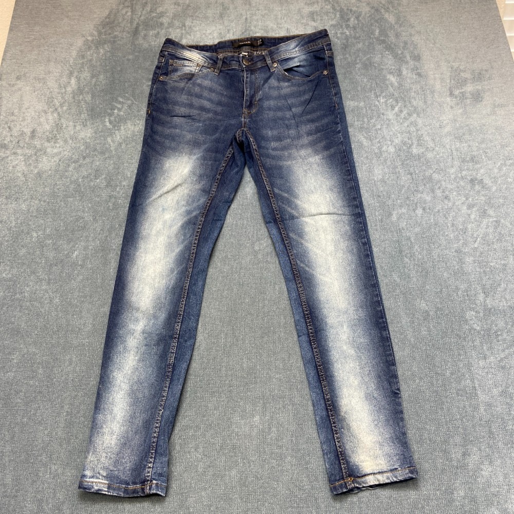 Tahari Jeans Womens 30x30 Blue Denim Flat Front Light Wash Straight Leg Comfy